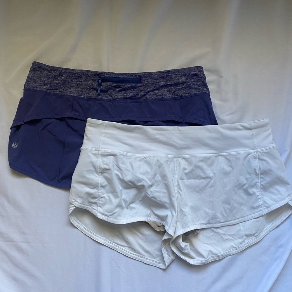 TWO Lululemon Athletica - Speed Up Low-Rise Lined Short 2.5". Size 8.